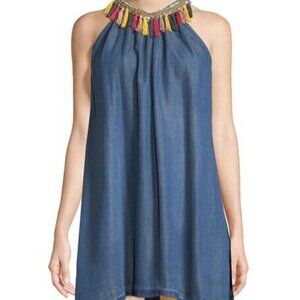 PHILOSOPHY REPUBLIC Size 2 NEIMAN MARCUS Tassel Neck Chambray Dress Sleeveless